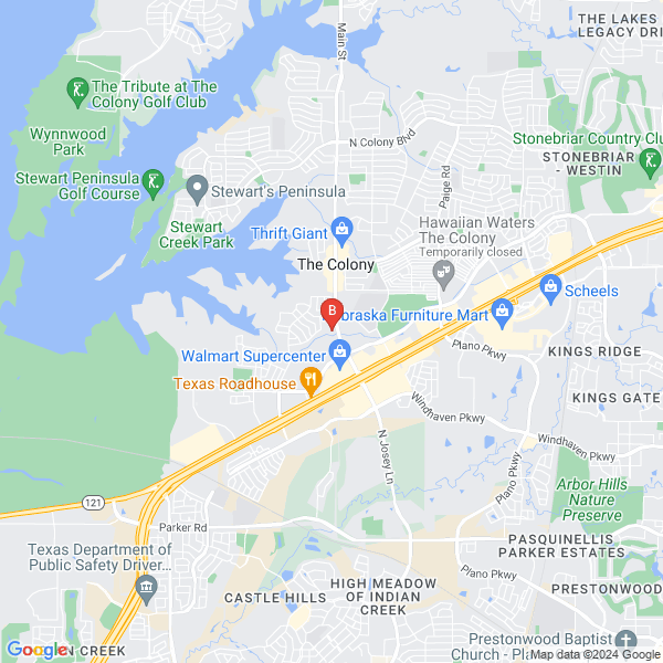 The Colony Towing location map: 4173 Main St, The Colony, TX 75056, The Colony, TX