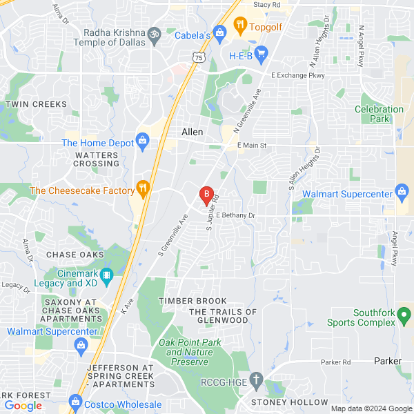 Allen Towing location map: 526 English oak dr, Allen, TX